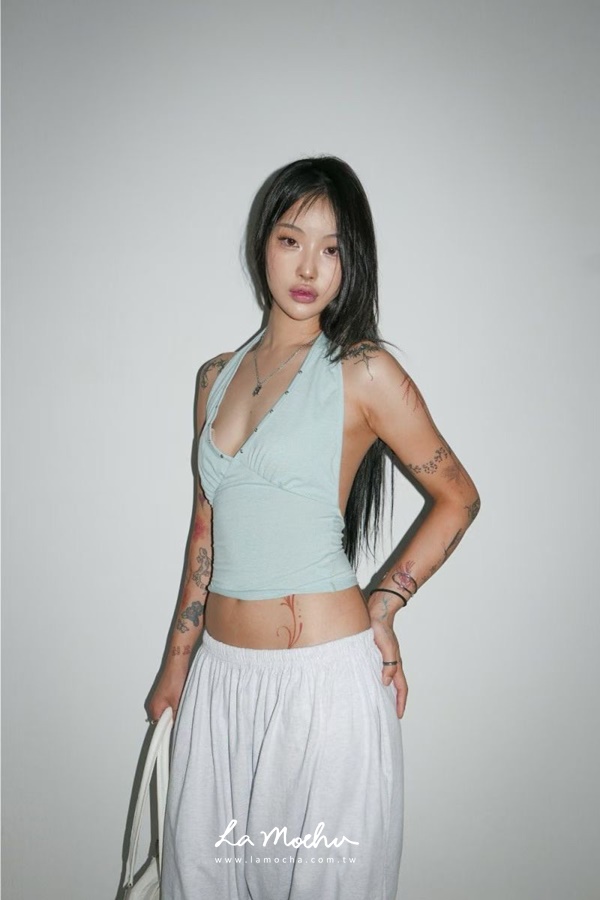 繞脖鉚釘美背棉質背心